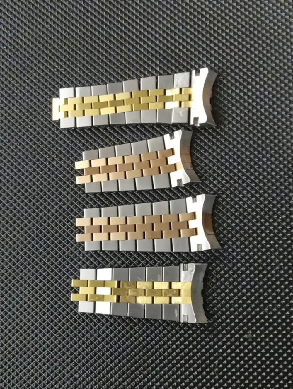 Two-Tone Men's Stainless Steel Watch Bands with Gold and Rose Gold Centers
